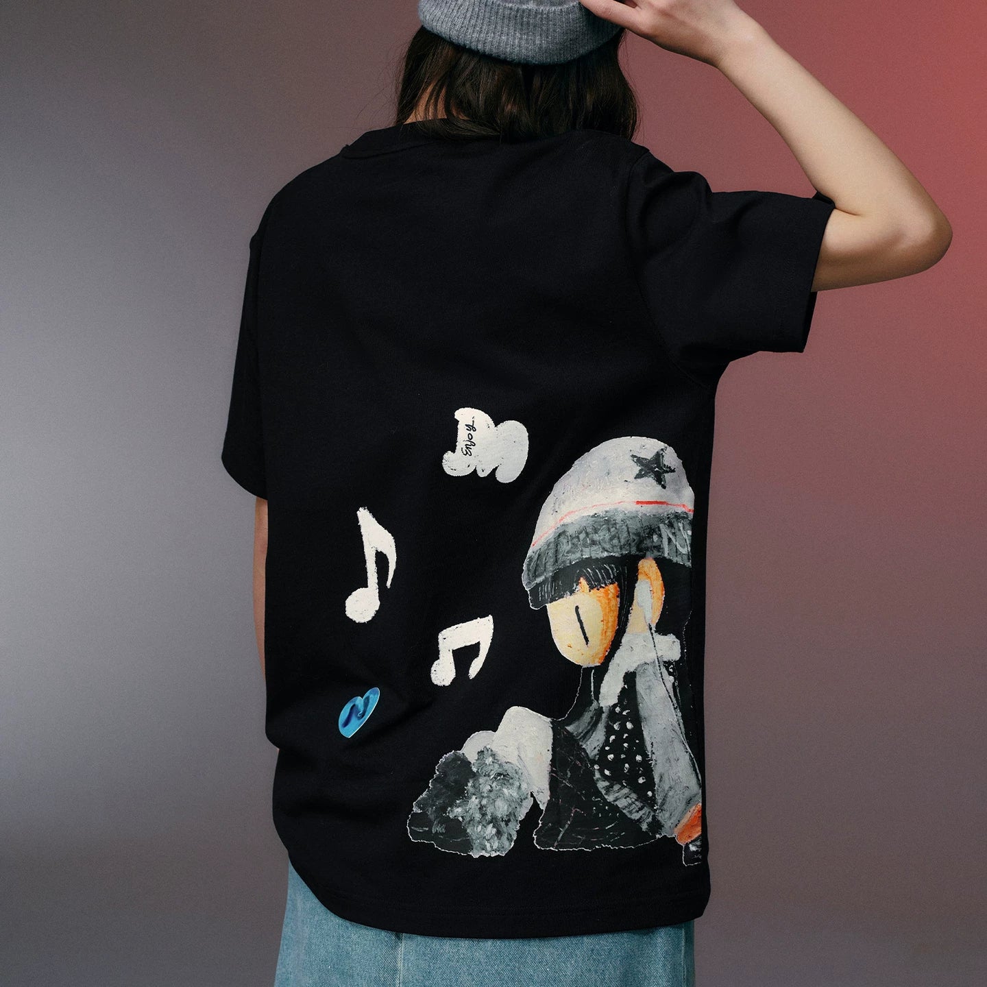 MEDMxNEWMASUS collaboration back-to-back letter print casual versatile round neck couple short sleeved T-shirt for summer