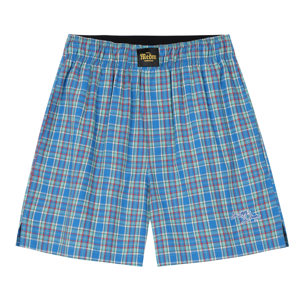 MEDM plaid beach wide leg logo labeled casual pants 26 new loose fitting unisex plaid shorts for summer