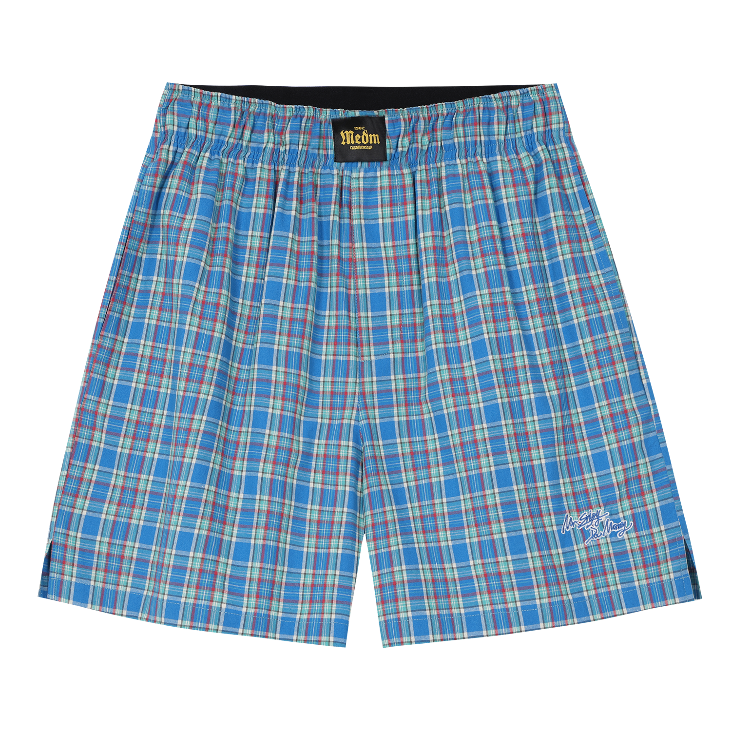 MEDM plaid beach wide leg logo labeled casual pants 26 new loose fitting unisex plaid shorts for summer