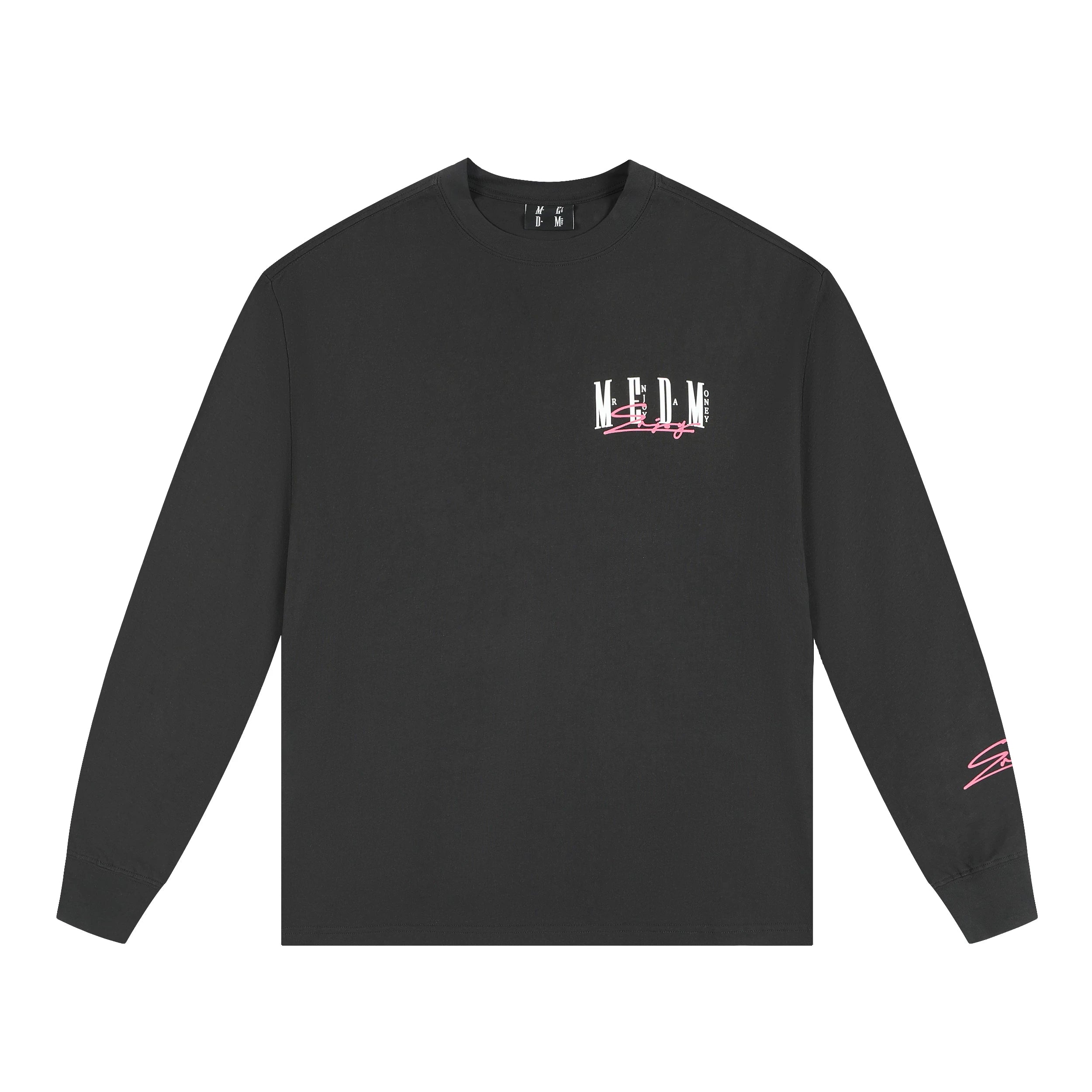MEDM Trendy Brand Basic Printed Long Sleeve T-shirt for Men and Women, Spring and Autumn American High Street Retro Casual T-shirt