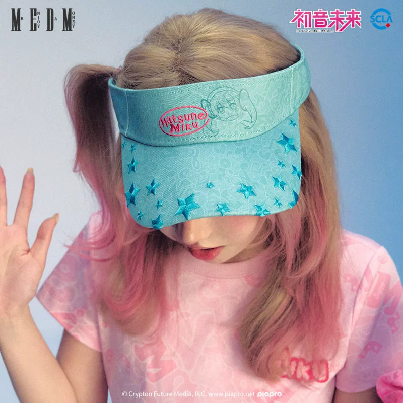 MEDMx Hatsune Miku Tennis Hat Hollow Top Sun Visor Hat Female Sun Protection and UV Protection Summer Sports Duck Tongue Sun Hat