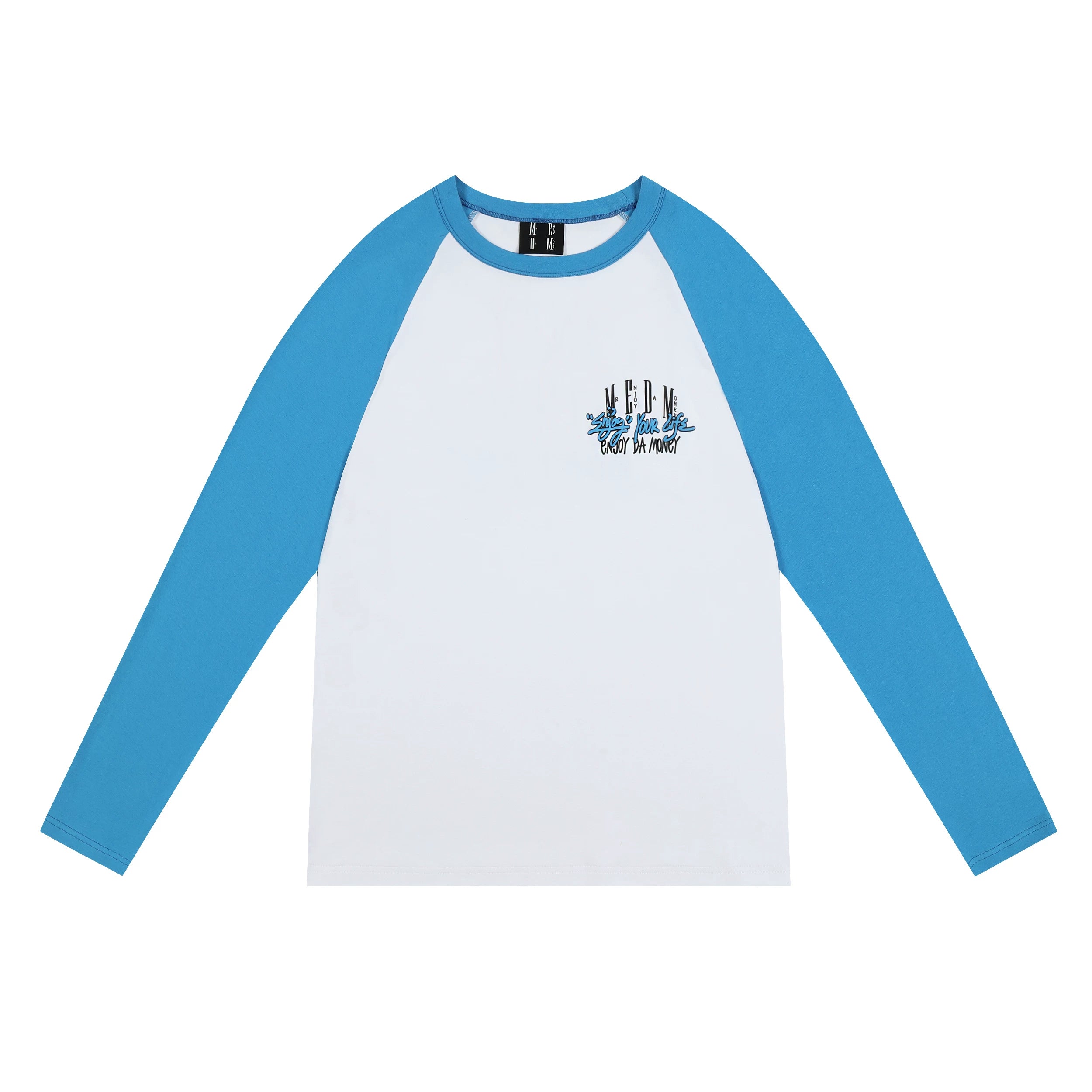 MEDM trendy brand foam color blocked shoulder long sleeved T-shirt for men and women, autumn new casual versatile trendy T-shirt top