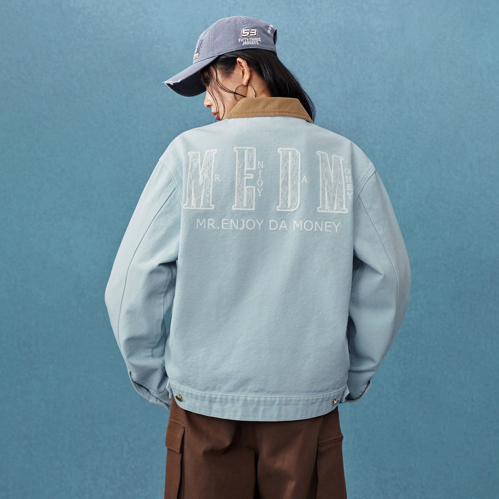 MEDM lace Detroit casual lapel jacket for couples, trendy American retro loose jacket for spring and autumn