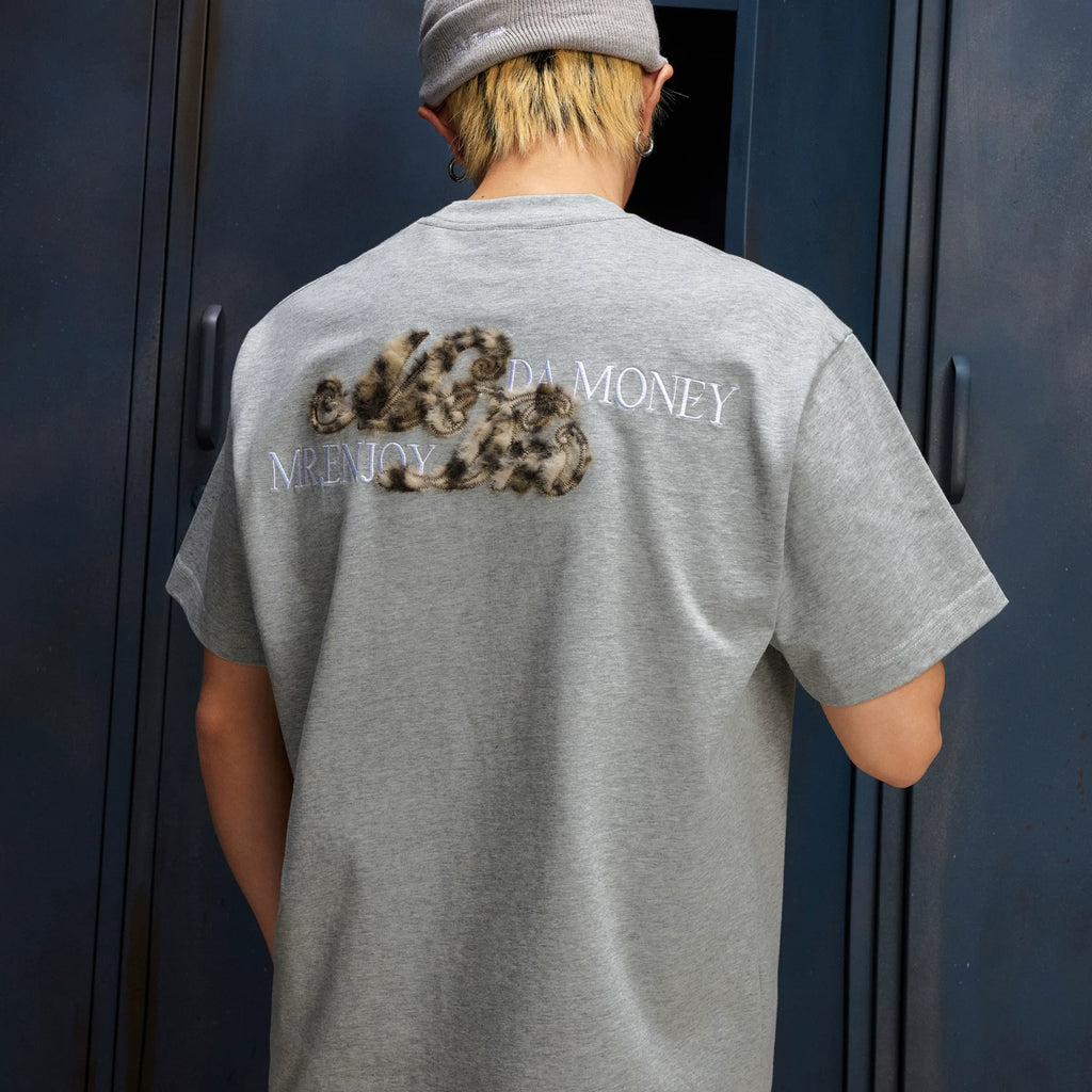 MEDM26SS leopard print fur short sleeved T-shirt for both men and women, summer American hip-hop T-shirt, casual top, trendy