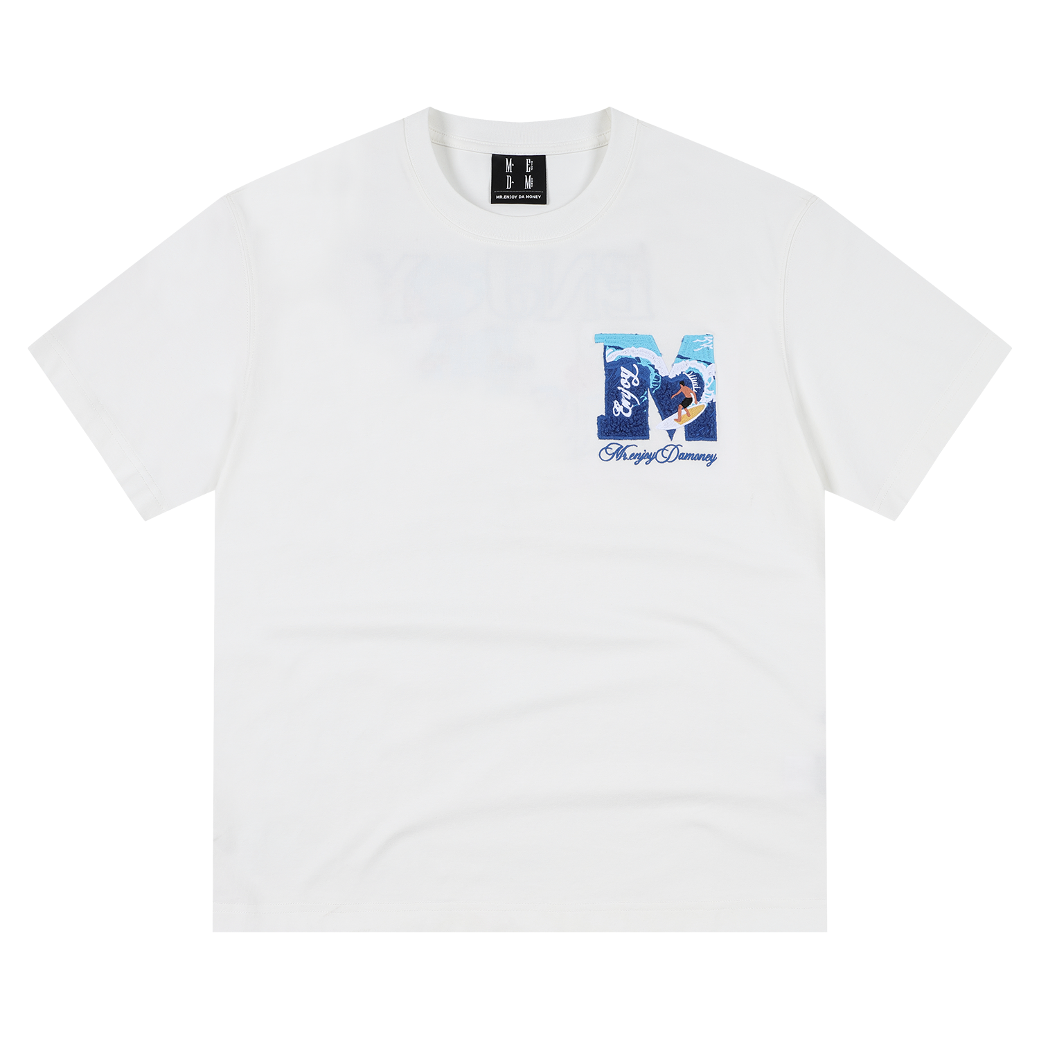 MEDM Sunshine Beach Surfing Short Sleeve Heavy duty Towel Embroidered Trendy Brand Loose Cotton Unisex T-shirt Summer