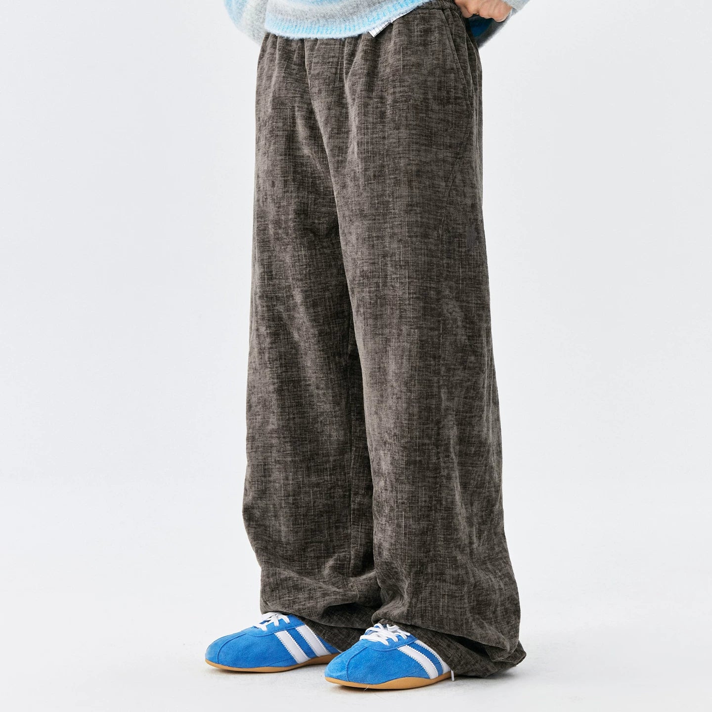 MEDM Simple Solid Color Imitation Linen Corduroy Casual Pants Trendy Brand Basic Versatile Loose Couple Straight Leg Pants
