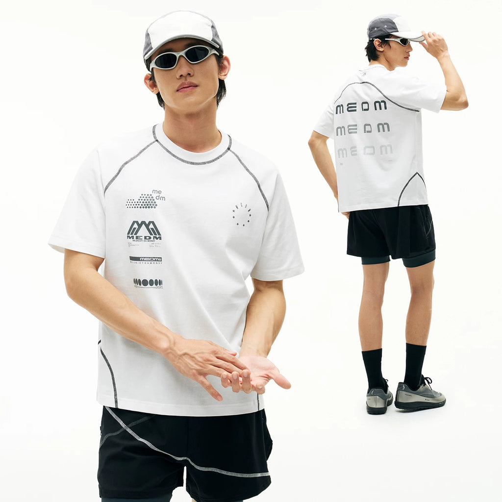 MEDM Racing Sports Series Loose Shoulder T-shirt Street Luxury Men's and Women's Breathable Casual Color Contrast Short Sleeve Summer