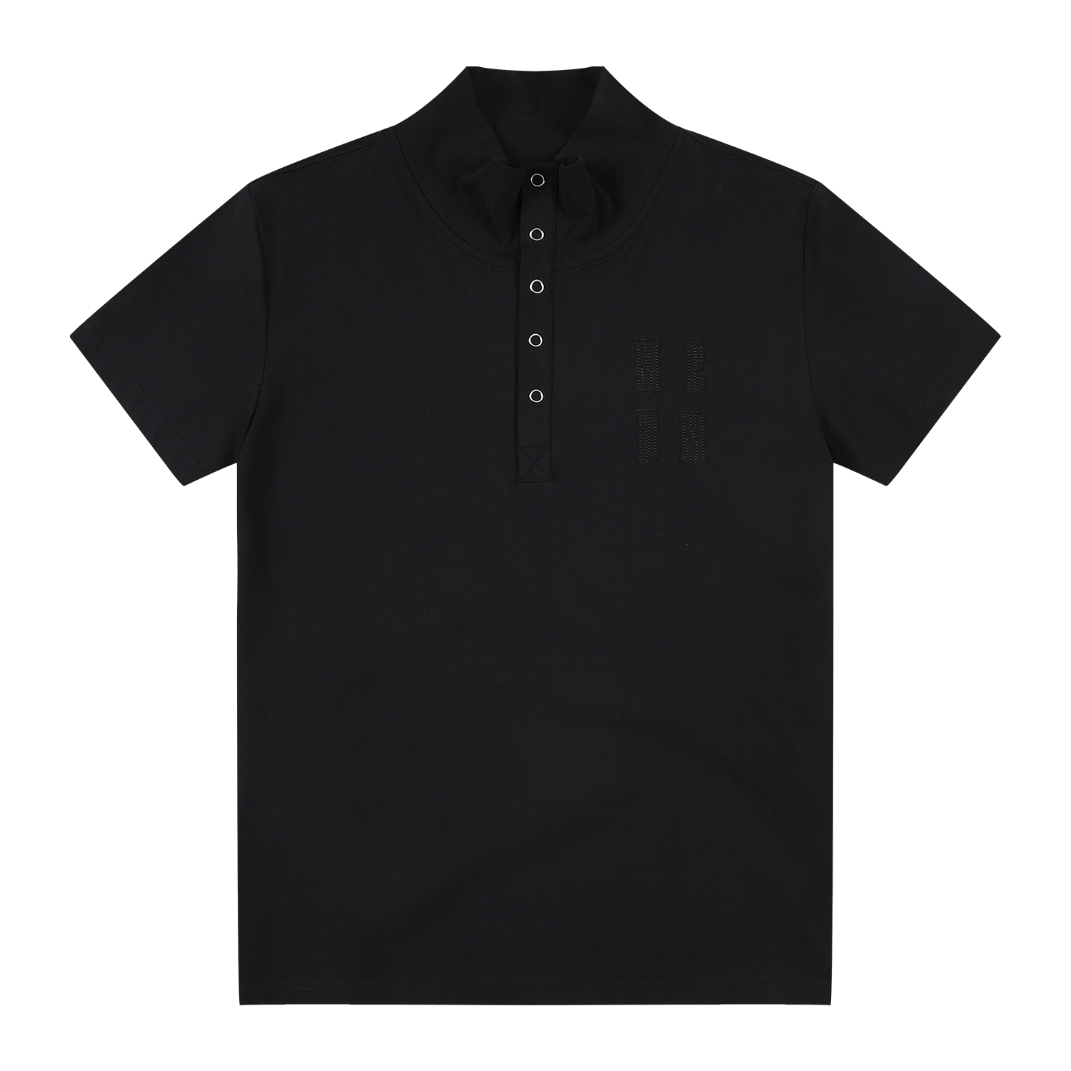 MEDM Embroidered Logo Casual Stand up Collar Short Sleeve Trendy Basic Versatile Simple Unisex Loose T-shirt