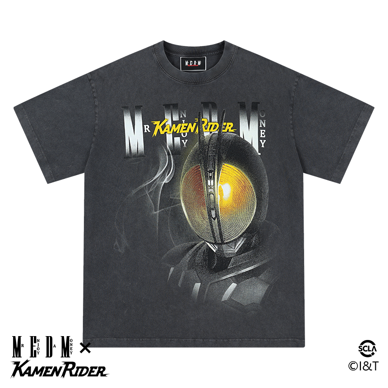 MEDMx Kamen Rider Neon Style Series Short Sleeve T-shirt Men's Summer American Retro T-shirt Casual Top