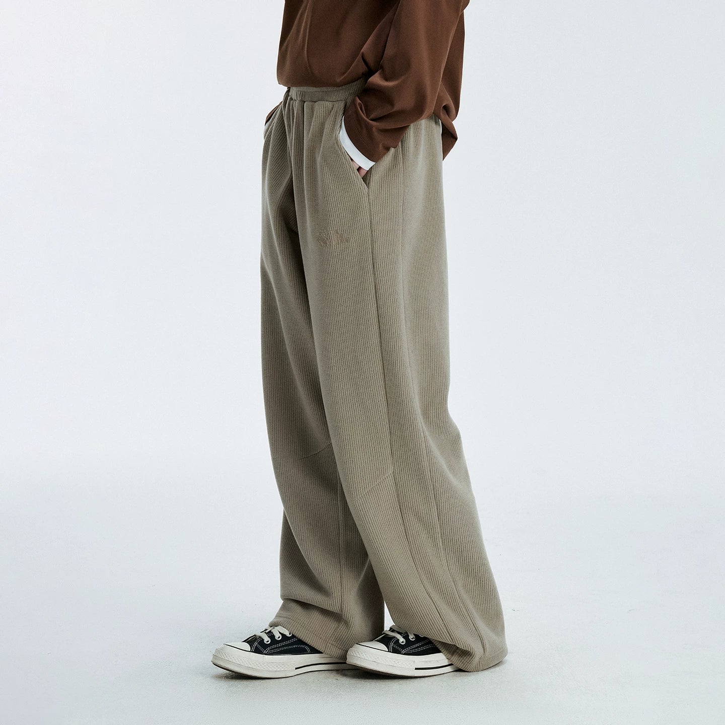 MEDM Spring and Autumn Minimalist Basic Coarse Stripe Sanitary Pants American Trendy Brand Couple's Straight Leg Pants Drop Feel Casual Pants