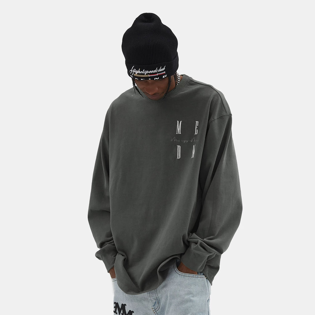 MEDM long sleeve embroidered T-shirt China-Chic brand LOGO top Wang Hedi's same spring and autumn loose T-shirt