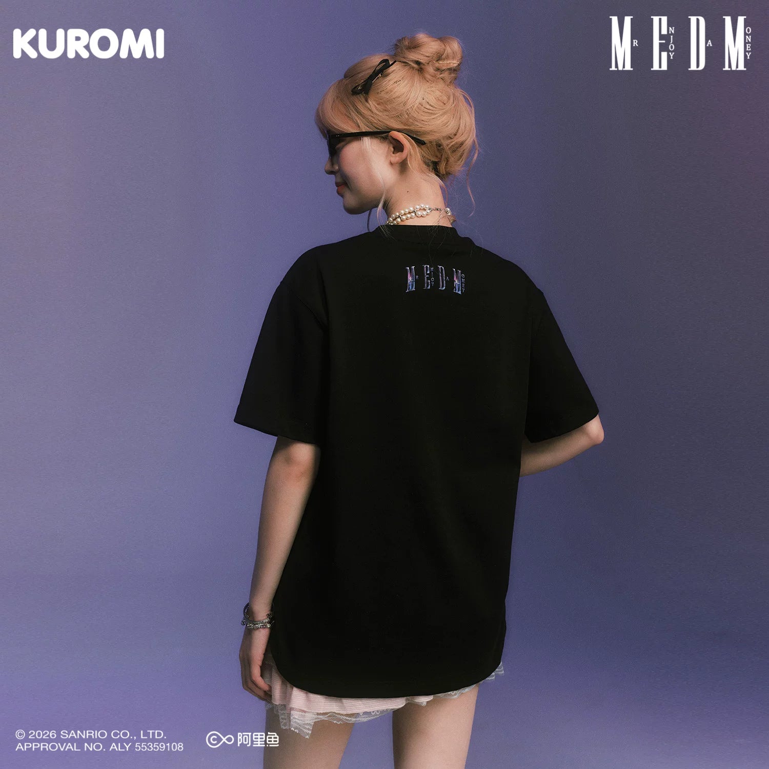 MEDM × Sanrio Family Series Dark Style 3D Acid Leisure T-shirt Cool Lomi Pattern Round Neck Short Sleeve Summer