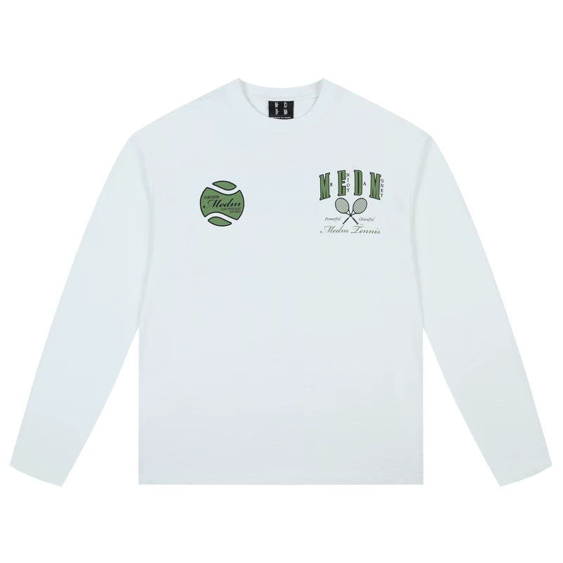 MEDM25SS Tennis Series Bamboo Cotton Long Sleeve T-shirt for Men and Women, American Hip Hop Casual T-shirt for Spring and Autumn