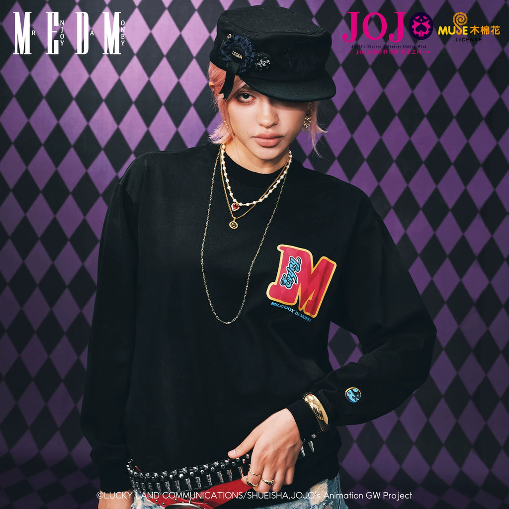 MEDMxJOJO's Bizarre Adventure Collaboration - Character Anime Printed Washed Outdated Casual Long Sleeve T-shirt Autumn