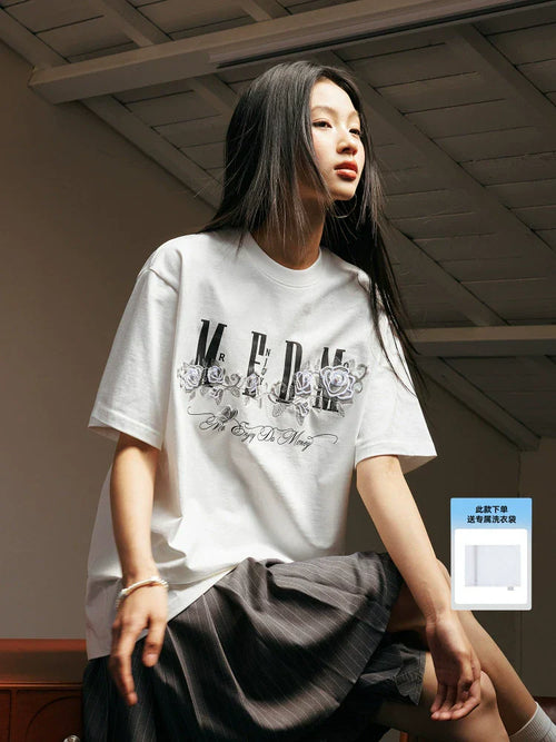 MEDM Beaded Rose Embroidery Logo Tee