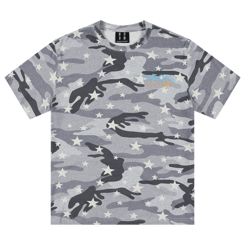 MEDM camouflage star full graffiti logo casual round neck T-shirt American retro skin friendly comfortable loose short sleeved shirt
