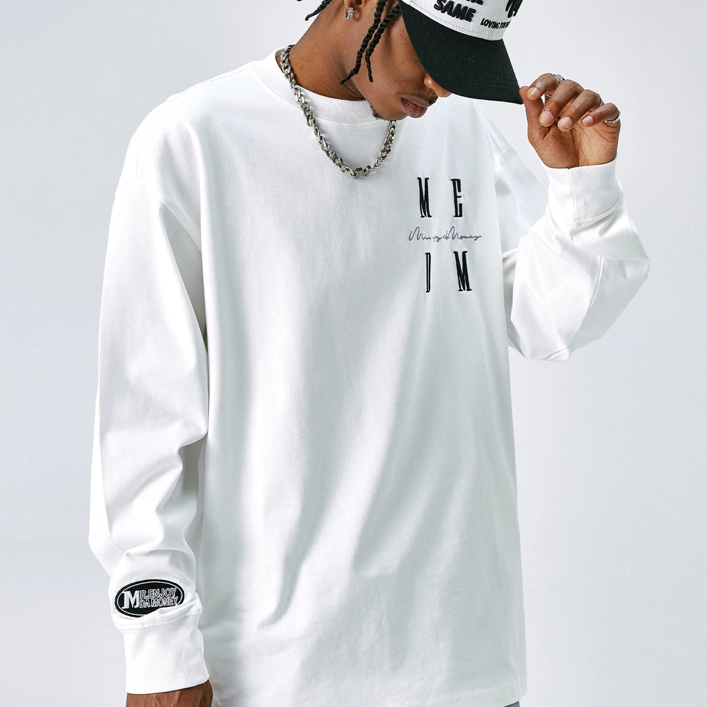 MEDM long sleeve embroidered T-shirt China-Chic brand LOGO top Wang Hedi's same spring and autumn loose T-shirt