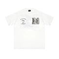 MEDM trendy leopard print snake print patchwork embroidery American hip-hop short sleeved T-shirt for men's summer loose half sleeved base shirt