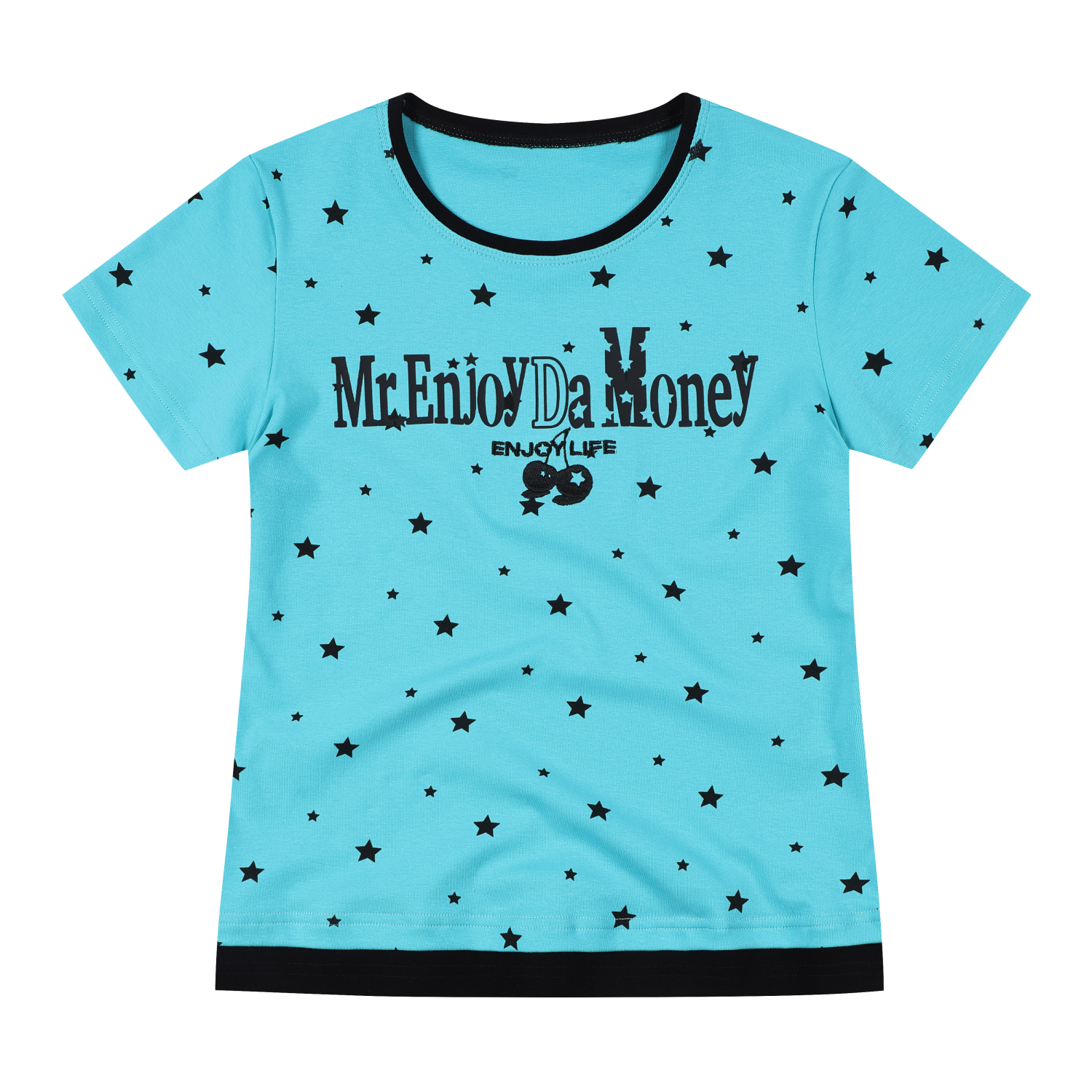 MEDM Color Star Wave Dot Fake Two piece T-shirt Women's Style Letter Printed Girl Feel Casual Round Neck Short Sleeve Summer