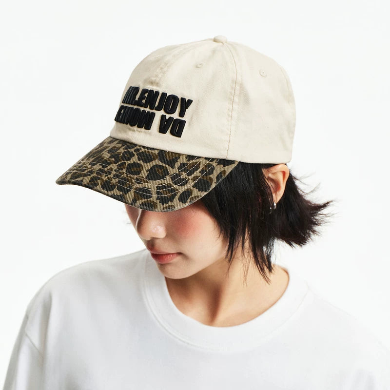 MEDM leopard print casual print spliced daily duckbill cap for men and women, new hat with three-dimensional embroidery baseball cap in front