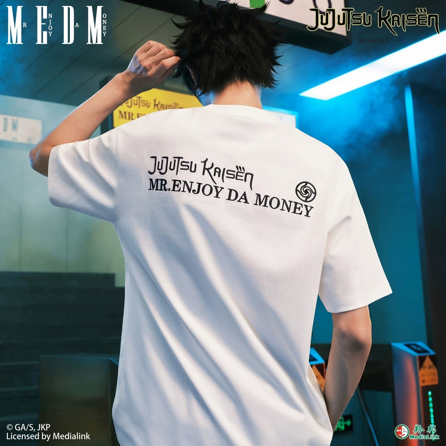 MEDM x Spell Battle Collaboration - Anime Multiplayer Printed Casual Round Neck Short Sleeve Trendy Cotton T-shirt for Men and Women Summer