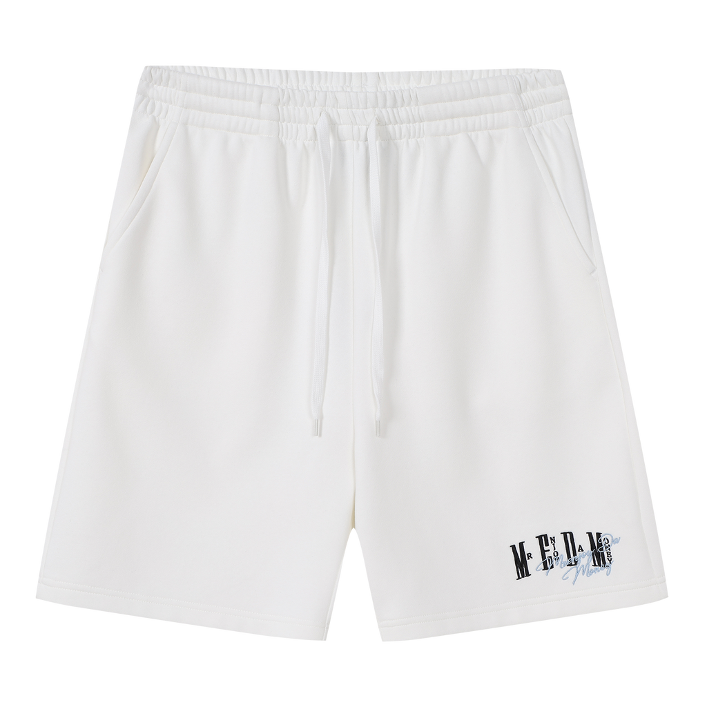 MEDM Color Basic Versatile Logo Embroidered Loose Shorts Trendy Men's and Women's Simple Drawstring Casual Pants Summer