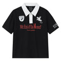 MEDM Mustang Step Star Embroidered Casual Polo Short Sleeve Street Loose Personalized Contrast Splicing Collar Top Summer