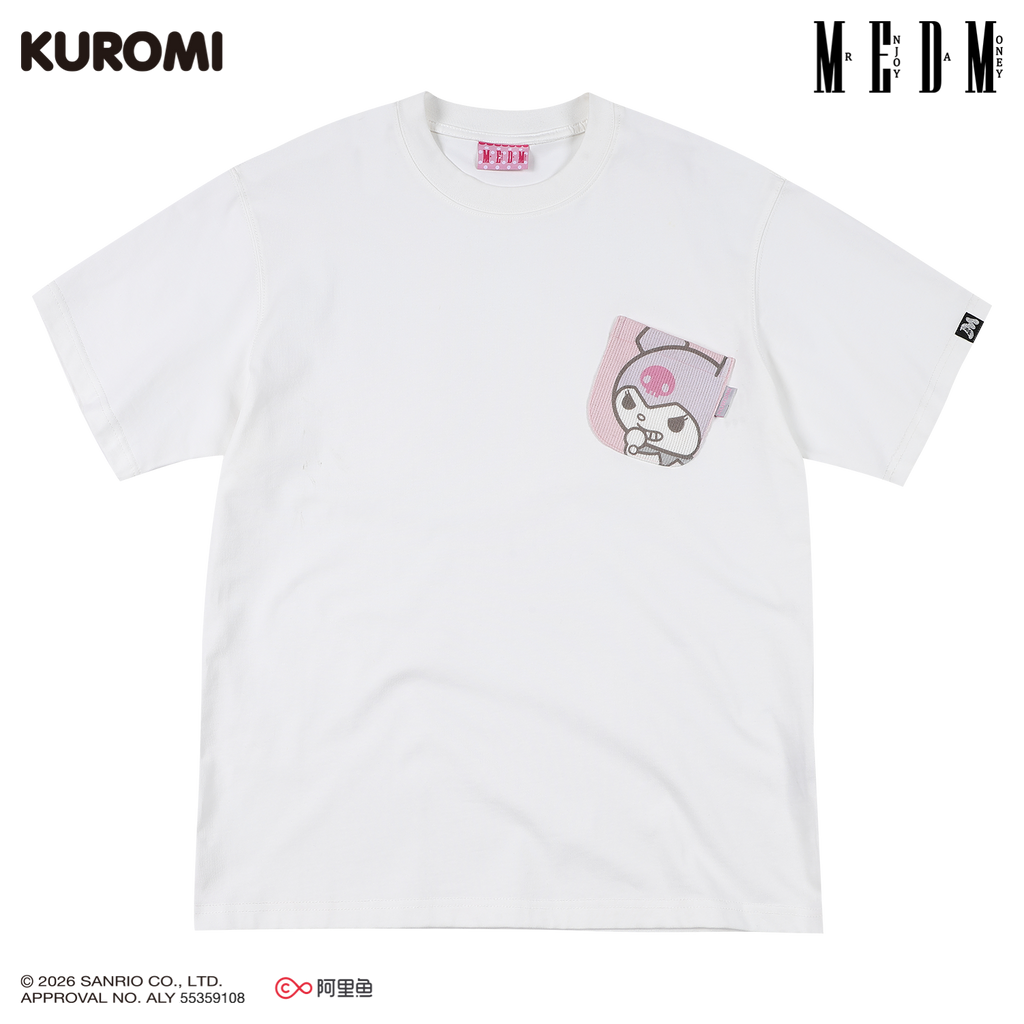 MEDM × Sanrio Family Series Knitted Pocket Casual Round Neck Short Sleeve Cool Lomi Pattern Loose T-shirt Summer