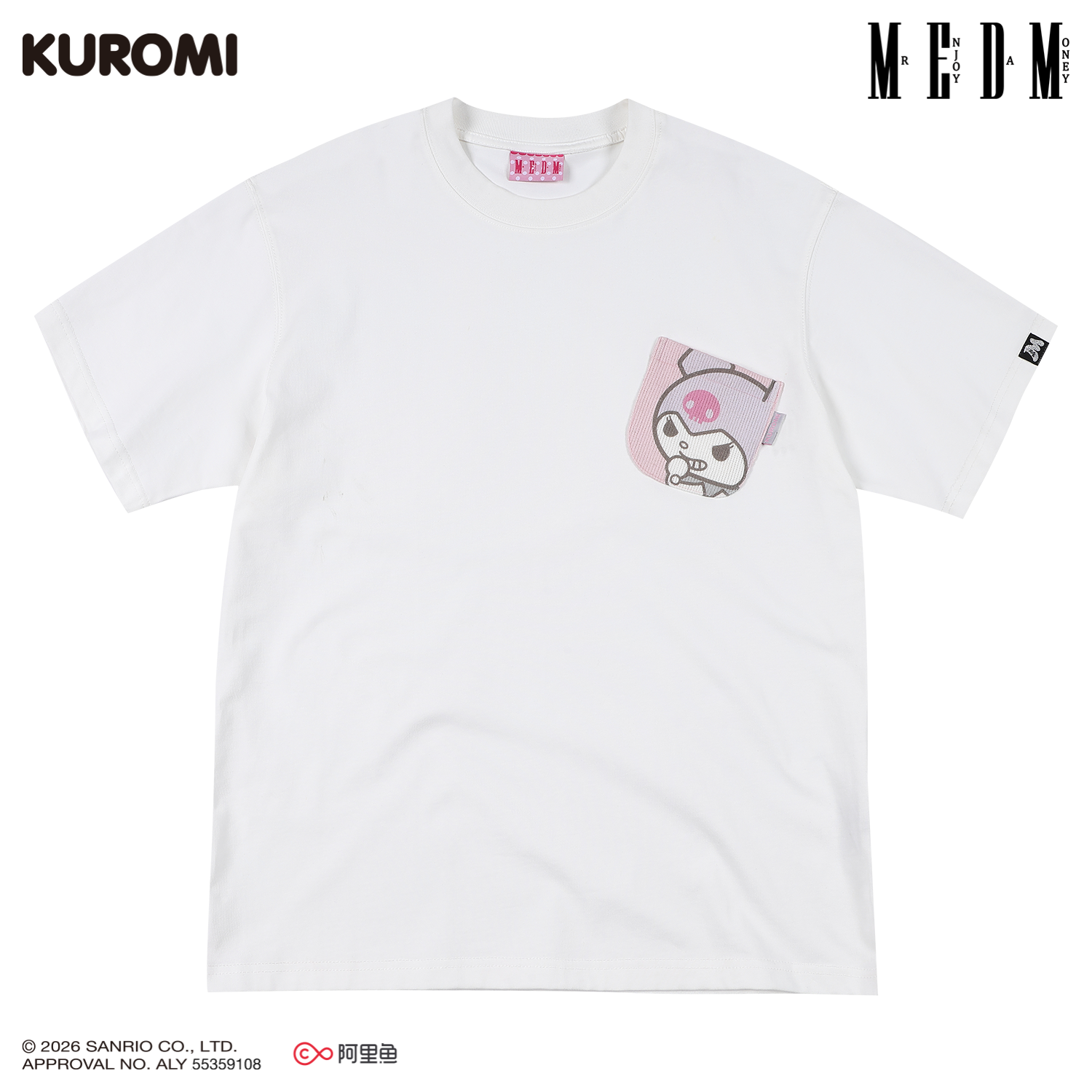 MEDM × Sanrio Family Series Knitted Pocket Casual Round Neck Short Sleeve Cool Lomi Pattern Loose T-shirt Summer