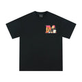 MEDMxNewsus collaboration seaside sunset print short sleeved T-shirt for men and women in summer, loose five quarter sleeves for couples