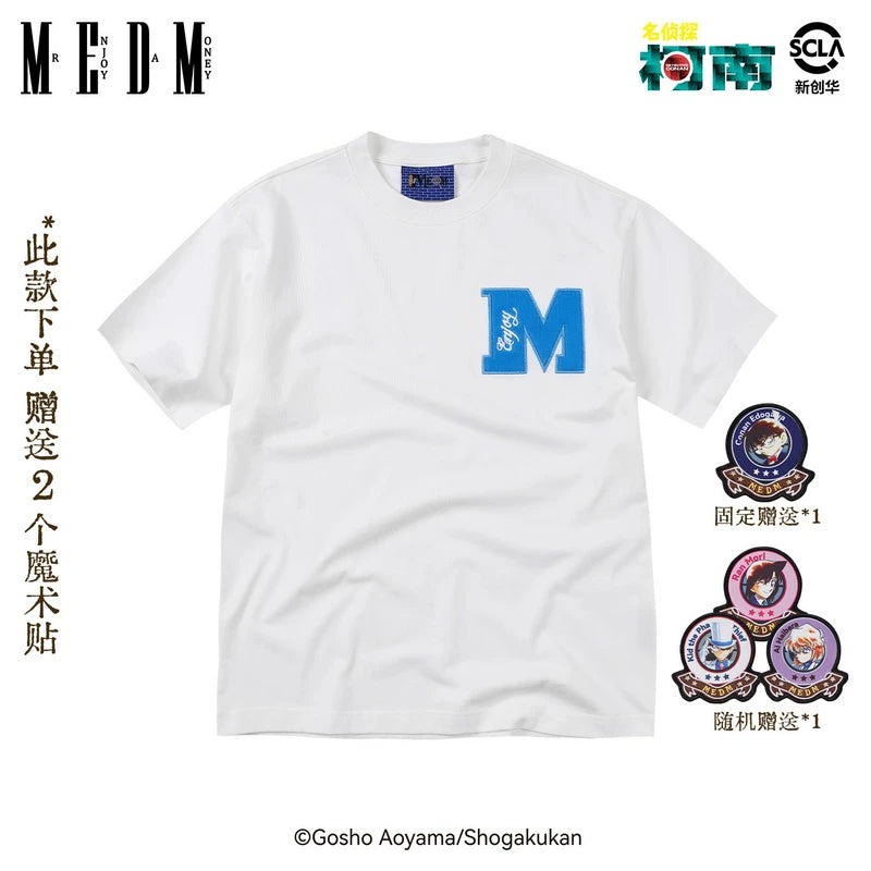 MEDMx Detective Conan Collaboration Basic Anime Velcro Casual Short Sleeve Versatile Commuting Couple T-shirt Summer
