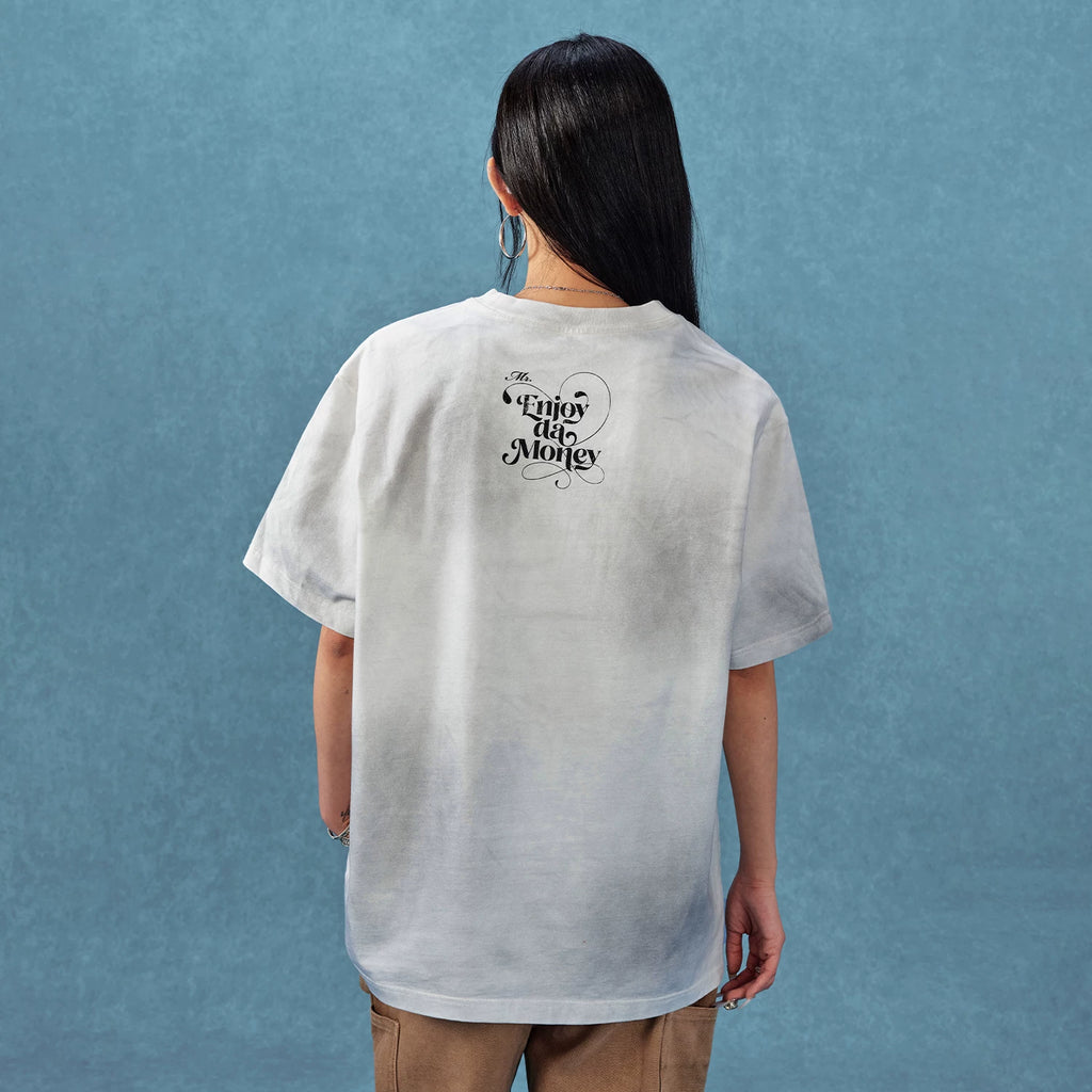 MEDM Angel Butterfly Wash Short Sleeve Casual Round Neck T-shirt for Men and Women Summer American Hip Hop Trendy Brand T-shirt Tee