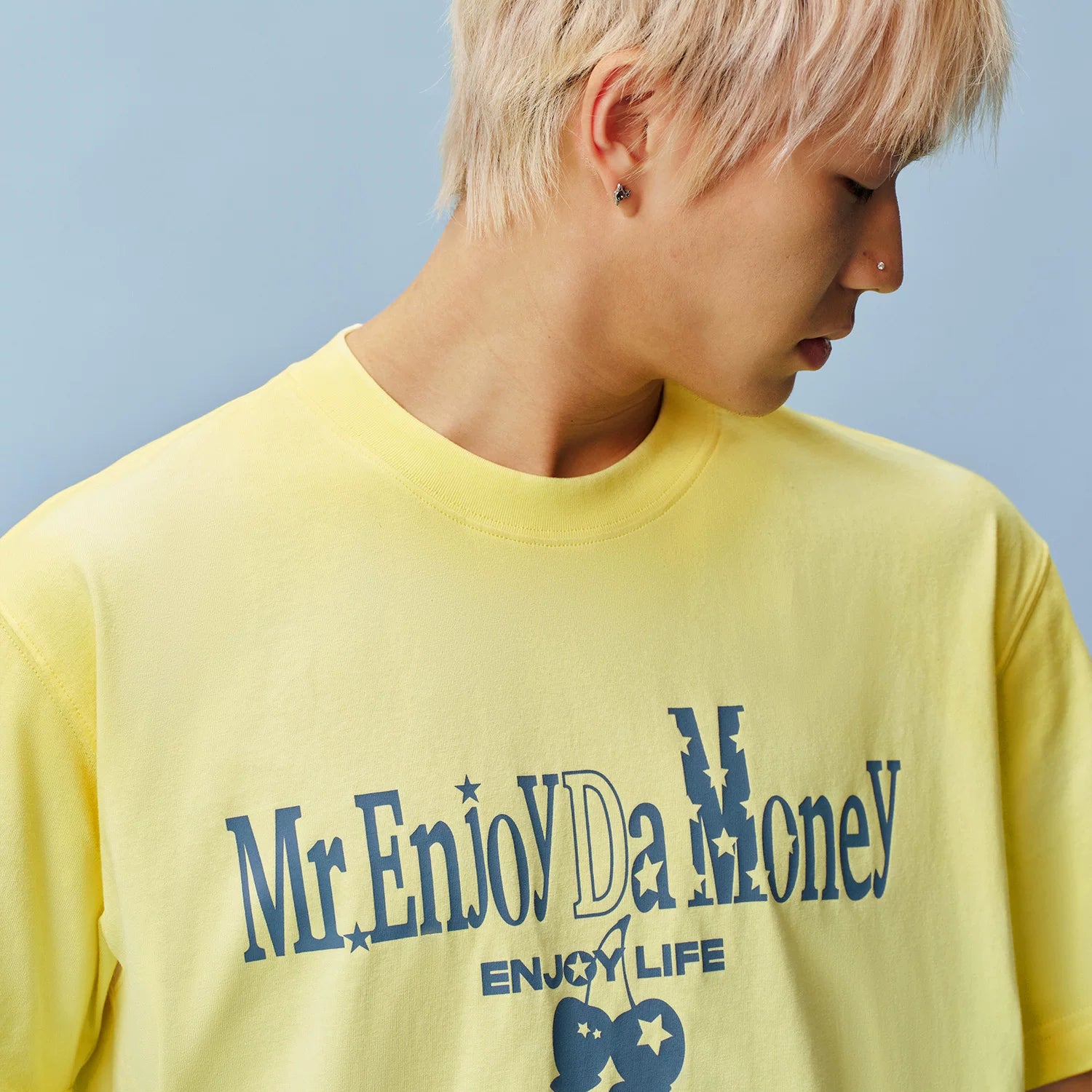 MEDM seam halo macaron casual short sleeved trendy commuting letter printed loose round neck couple T-shirt summer