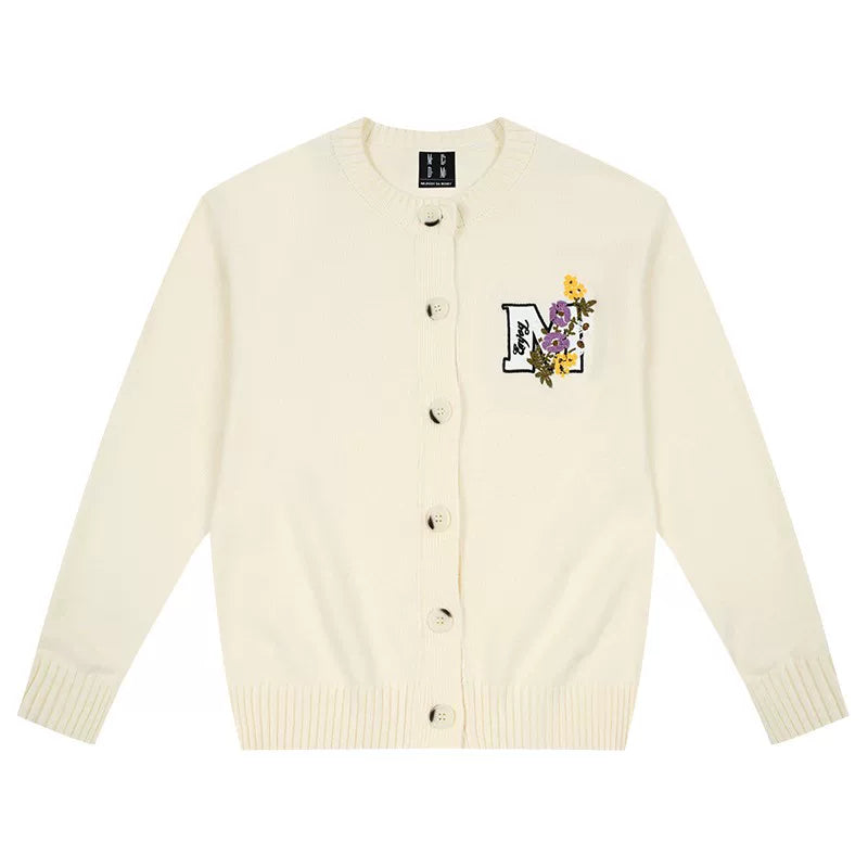 MEDM line floral embroidery casual cardigan sweater for spring and autumn men and women lazy loose couple knit sweater jacket