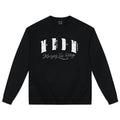 MEDM multi-color small fragrance patch fabric pearl round neck loose long sleeved T-shirt trendy street versatile casual couple top