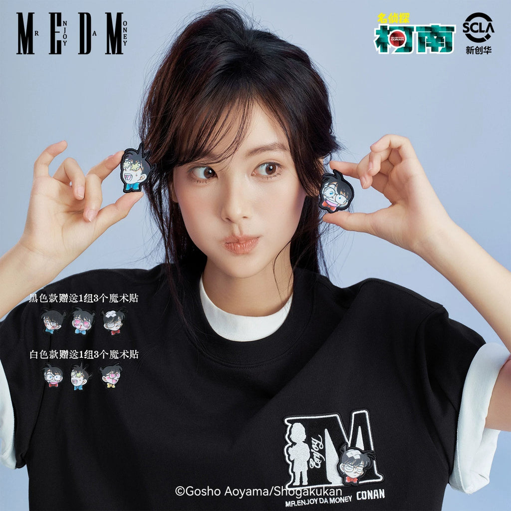 MEDMx Detective Conan Collaboration Basic Simple Anime Velcro Casual Short Sleeve Versatile Couple T-shirt Summer