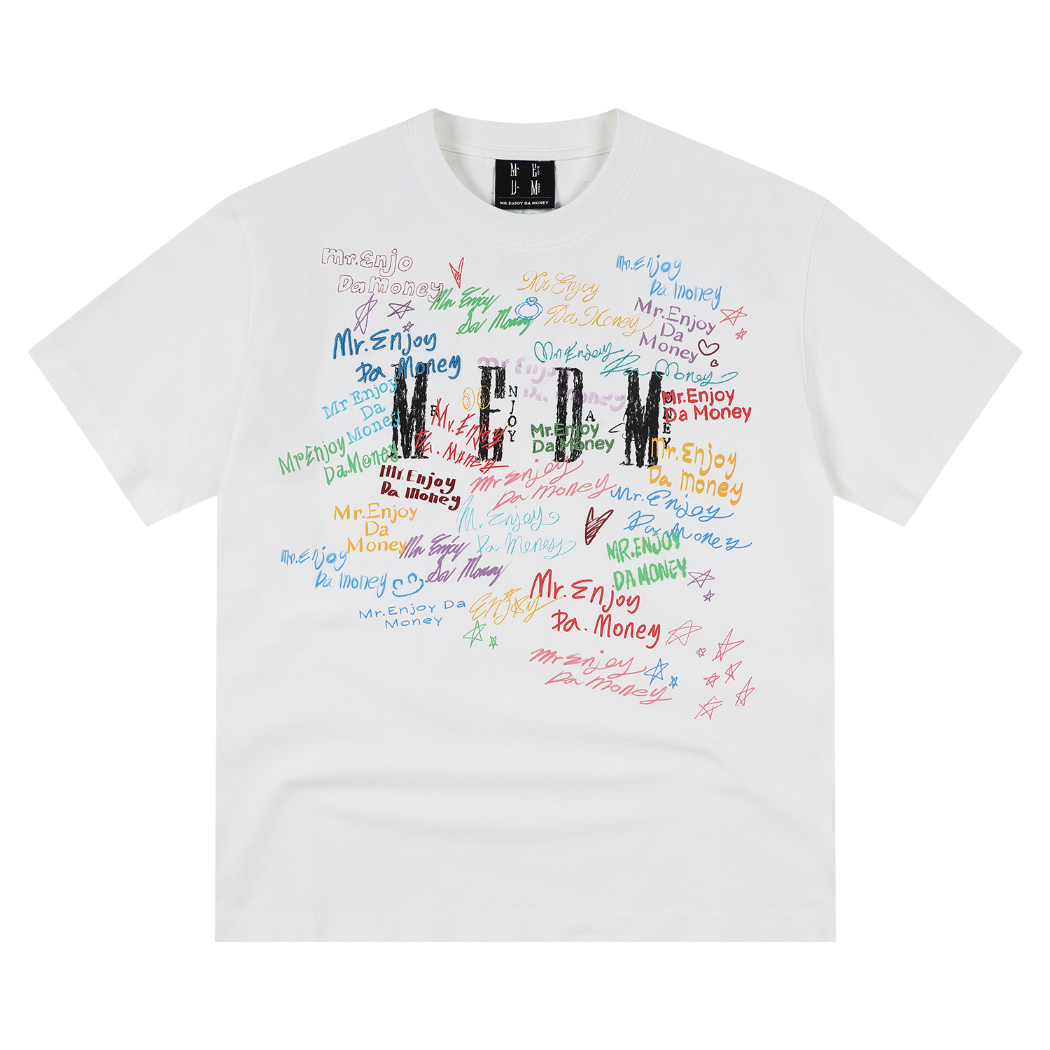 MEDM font graffiti print sunscreen UPF40+casual short sleeved American street loose round neck couple T-shirt summer