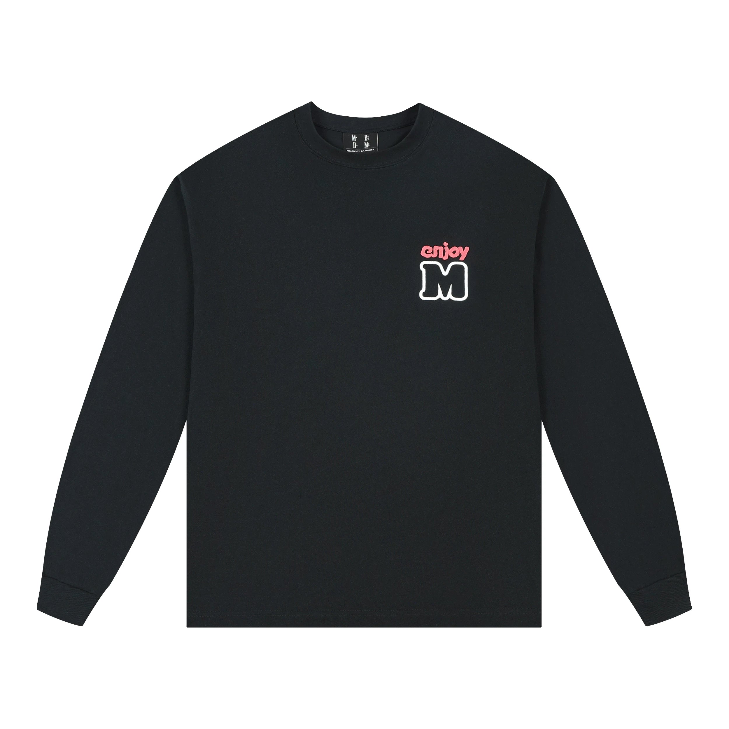 MEDM Color Contrast M Embroidery Small Label Basic Long Sleeve T-shirt Spring and Autumn Round Neck Loose Autumn Versatile Casual Base Tee