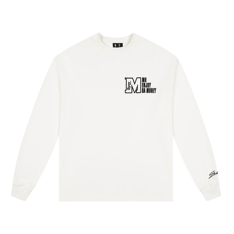 MEDM China-Chic Embroidery Long Sleeve T-shirt Oversize Loose Casual T-shirt Cotton Versatile Top