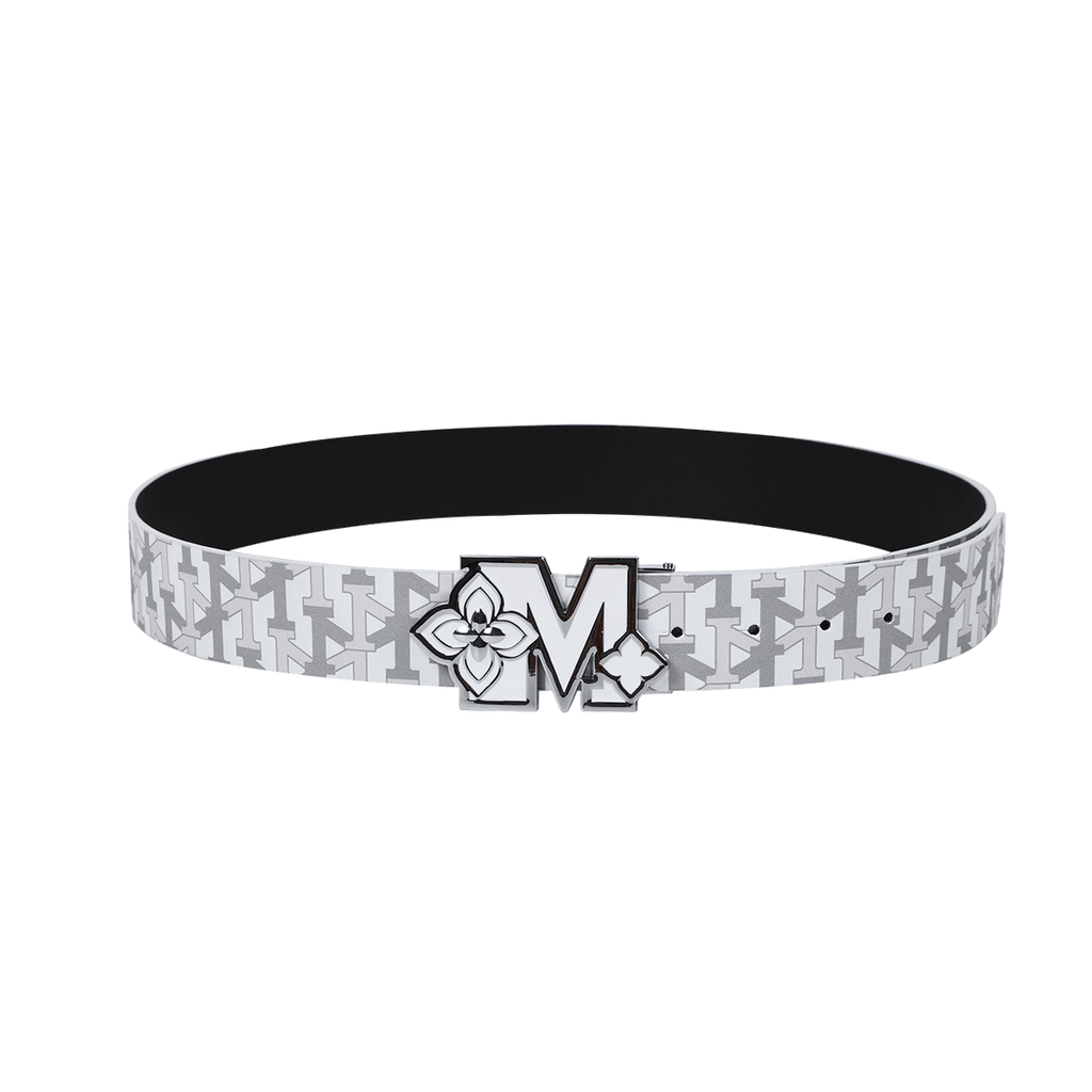 MEMD Grey Shadow Flower Buckle Full Print Belt for Men 2026 New Belt for Women Trendy Brand Original Alphabet Casual Accessories