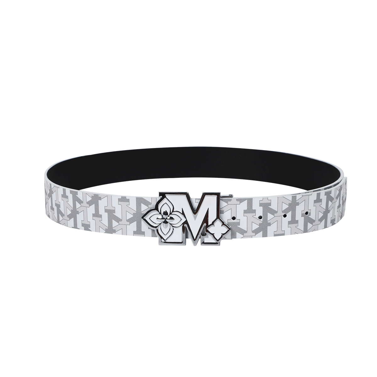 MEMD Grey Shadow Flower Buckle Full Print Belt for Men 2026 New Belt for Women Trendy Brand Original Alphabet Casual Accessories
