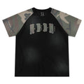 MEDM Waffle Camouflage Patch Logo Shoulder Insertion Casual Round Neck Short Sleeve Retro Vintage Vintage Loose Men's and Women's T-shirt Summer