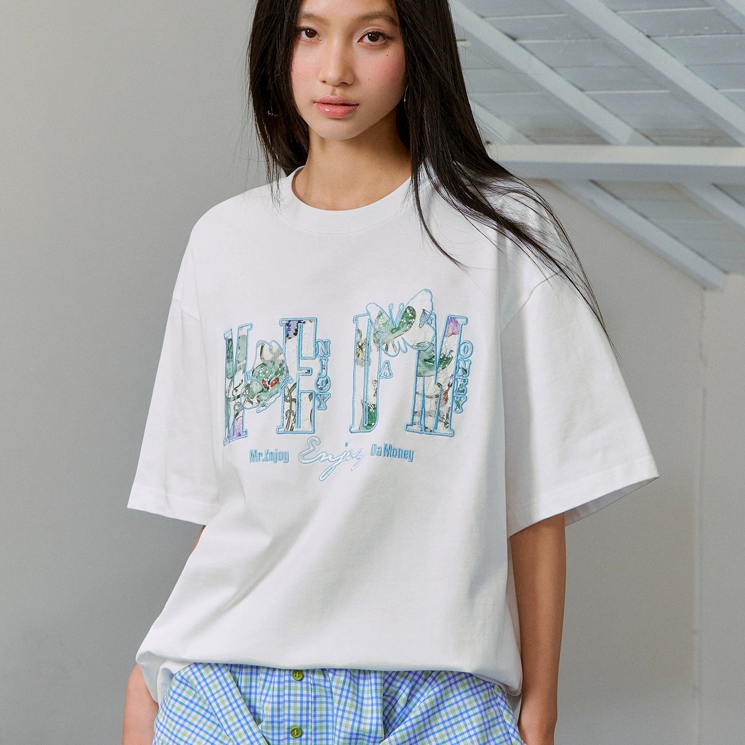 MEDM26SS lace printed fabric butterfly logo short sleeved women's t-shirt 2026 new summer American style t-shirt for men