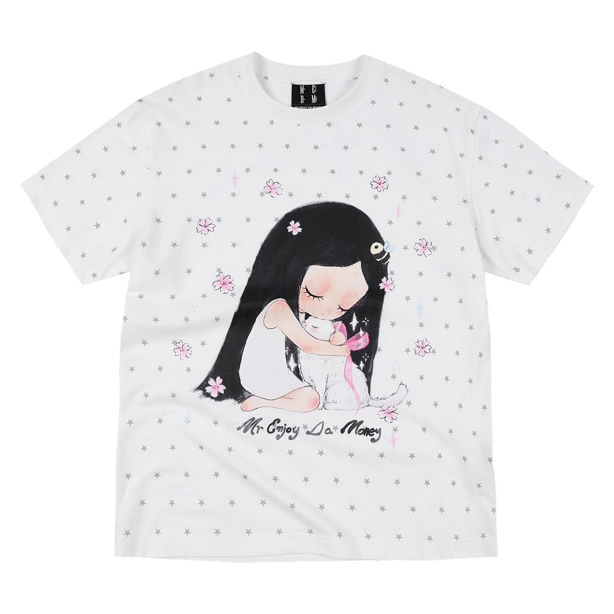 MEDM × Iria's mailbox joint guardian kitten print full star casual small version short sleeved round neck T-shirt