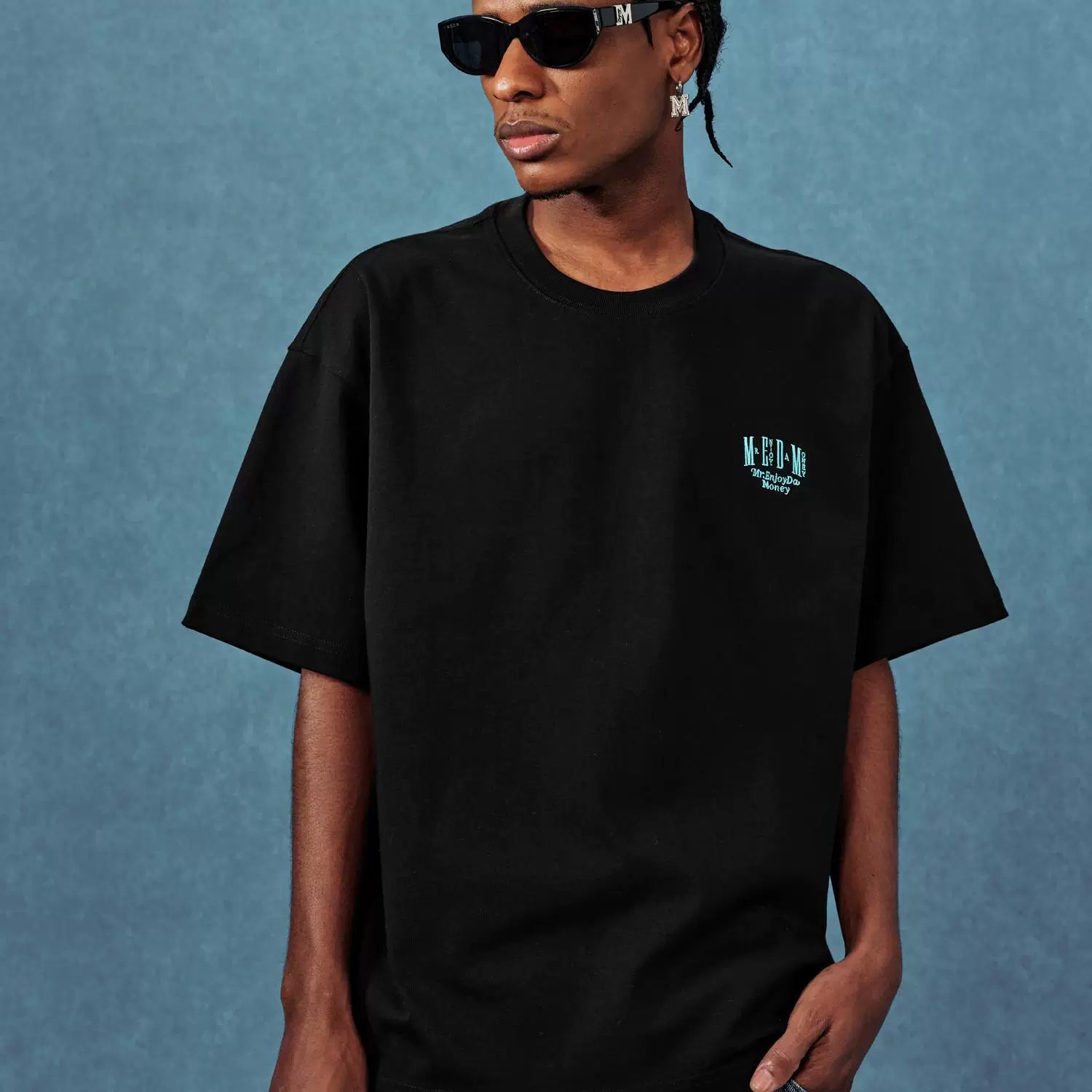 MEDM letter embroidered T-shirt unisex American TEE loose base short sleeved 2025 spring fashion brand T-shirt