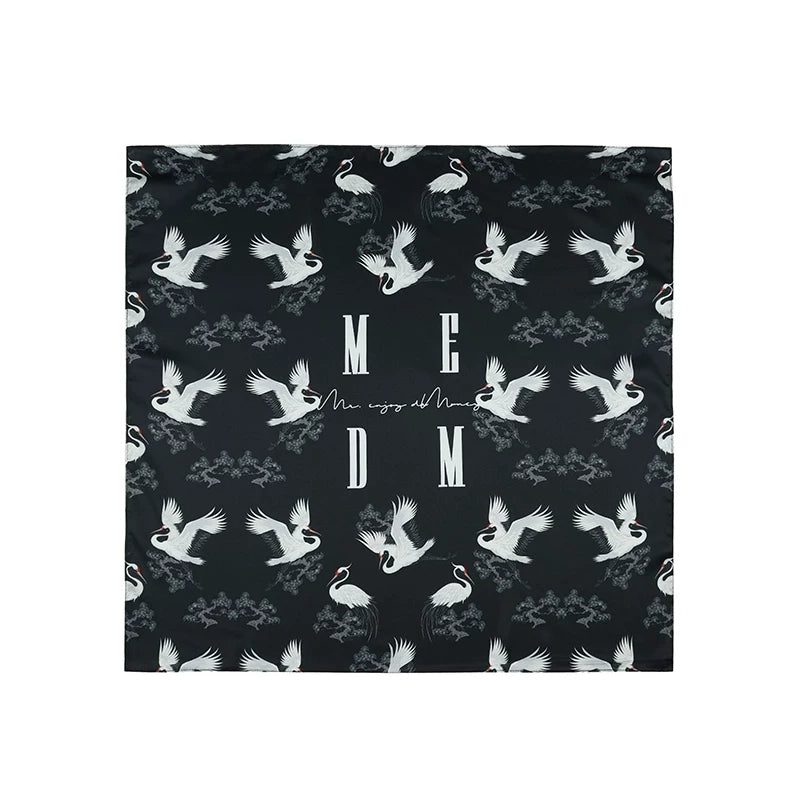 MEDM Crane Series Square Scarf Sunscreen Silk Scarf unisex Autumn American Hip Hop Versatile Fashion Headband Trendy