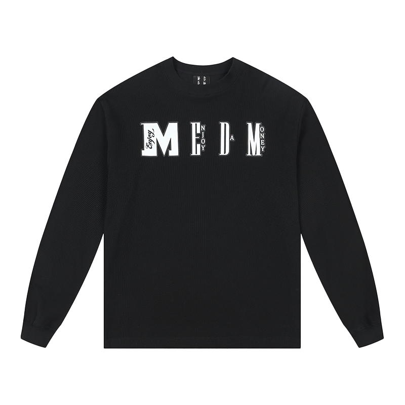 MEDM Waffle round neck sweatshirt for men in autumn, new American fashion brand retro loose fit, versatile for couples, casual long sleeved