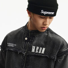 MEDM Structure Edge Denim Set - Jacket Washed and Used, Structural Thread Design, Casual Zipper Jacket, Spring