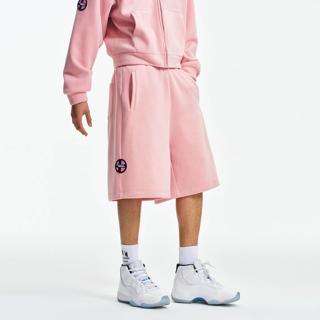 MEDM 26 new lightweight fleece fluffy casual shorts trend solid color simple men's and women's loose straight leg pants