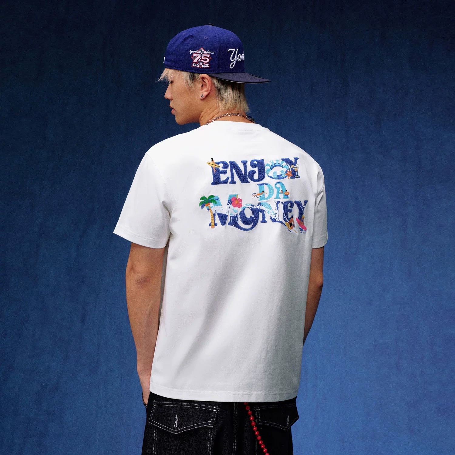 MEDM Sunshine Beach Surfing Short Sleeve Heavy duty Towel Embroidered Trendy Brand Loose Cotton Unisex T-shirt Summer